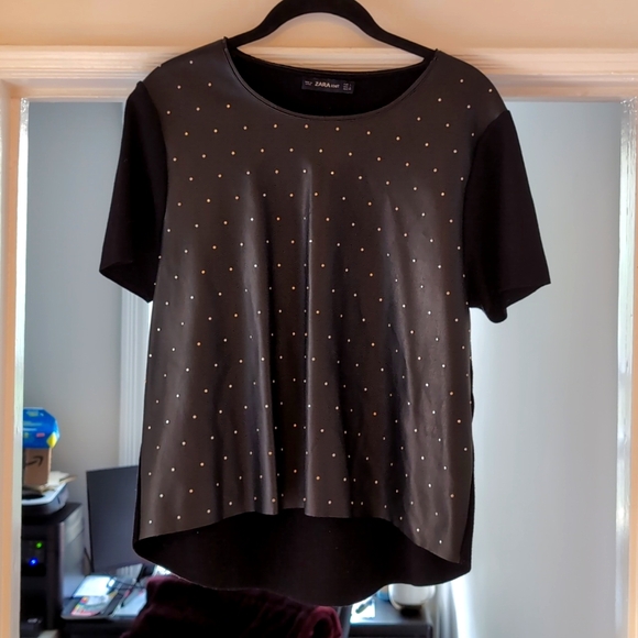 Zara Knit - Faux Leather Top - Picture 1 of 4